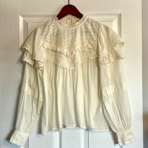 Sofie Schnoor Lace Long Sleeve Cotton Blouse Size Medium - Picture 4 of 16